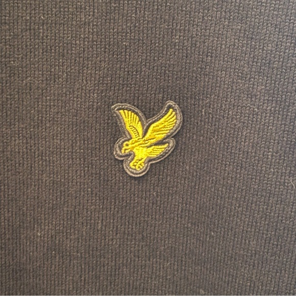 Lyle & Scott Black Wool Blend Men Golfers Embroidery Sweater Size Medium - Picture 5 of 7